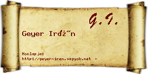 Geyer Irén névjegykártya